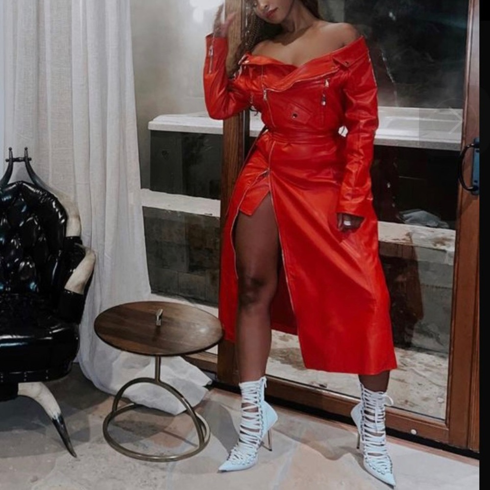 COPY - Red vegan leather dress